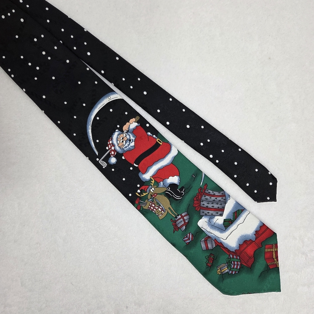 Yule Festive Santa Golf Green and Black‎ Tie